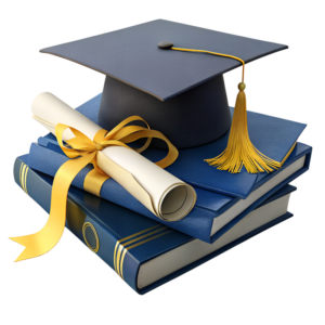 graduation-cap-blue-books-yellow-ribbon-academic-achievement-symbolic